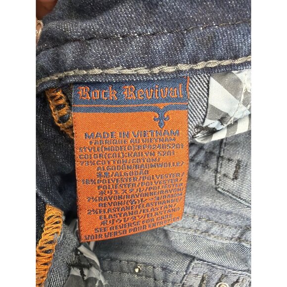 Rock Revival Kailyn Womens 26 Dark Wash Skinny Jeans Rhinestone Pockets - Picture 5 of 7